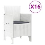 vidaXL Ensemble de salle à manger de jardin avec coussins 17 Pièces Blanc