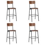 vidaXL Chaises de bar lot de 4 contreplaqué solide et acier