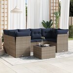 vidaXL Salon de jardin 7 Pièces avec coussins gris résine tressée