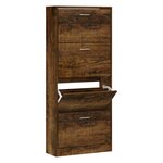 vidaXL Armoire à chaussures Chêne fumé 63x24x147 cm Bois d'ingénierie