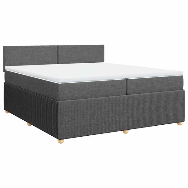 vidaXL Sommier à lattes de lit avec matelas Gris foncé 200x200cm Tissu