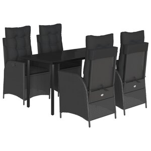 vidaXL Ensemble à manger de jardin coussins 5Pièces Noir Résine tressée