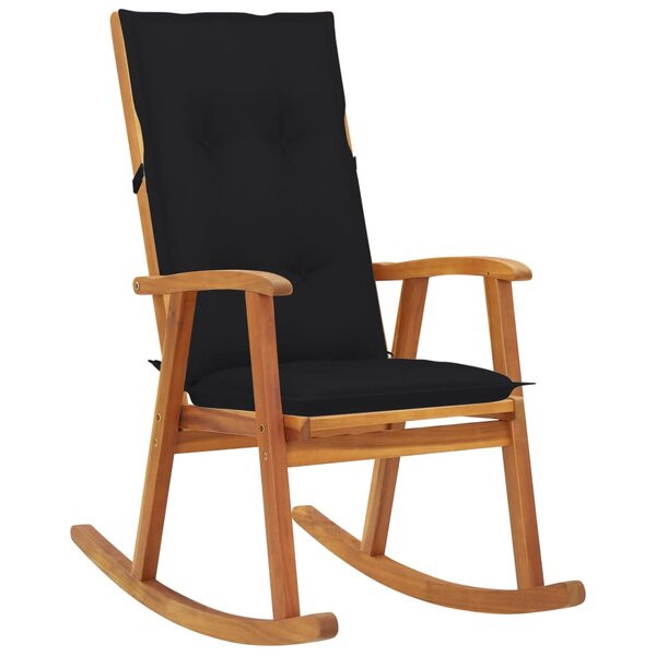 vidaXL Chaise à bascule avec coussins Bois d'acacia massif