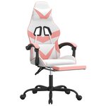 vidaXL Chaise de jeu avec repose-pied Blanc et rose Similicuir