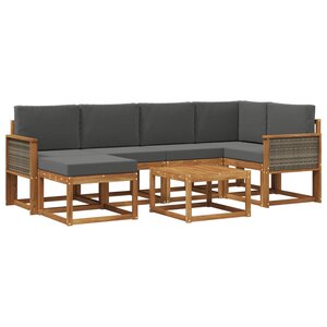 vidaXL Ensemble de canapés d'extérieur 7 Pièces Naturel et Anthracite