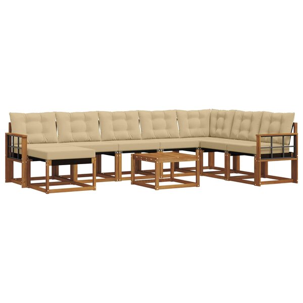 vidaXL Ensemble de canapés d'extérieur 9 pc Naturel et Beige