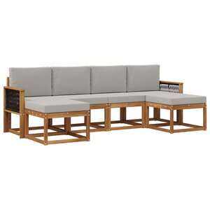 vidaXL Ensemble de canapés d'extérieur 6 Pièces Naturel et gris clair