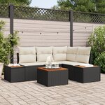 vidaXL Ensemble de 5 canapés de jardin avec coussins noirs en rattan PE et acacia
