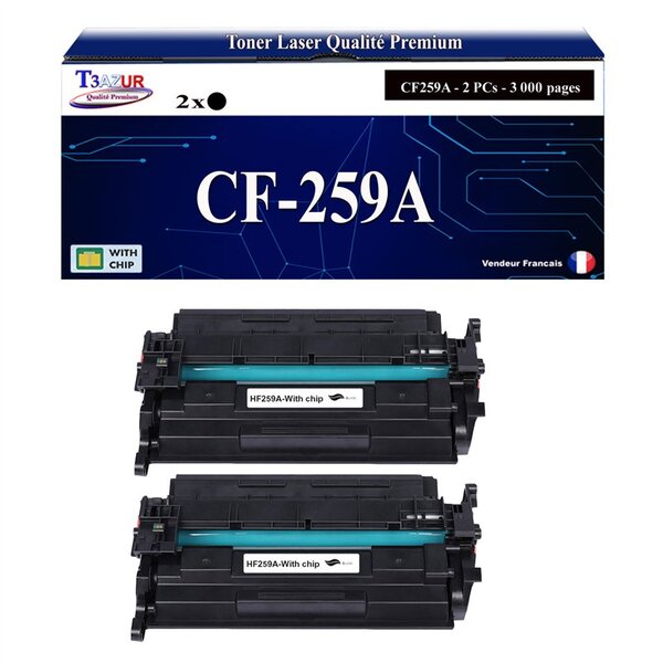 T3AZUR -2x Toners compatibles avec HP CF259A (59A) pour HP LaserJet Pro M404dn  M404dw  M404n  M428dw  M428fdn  M428fdw