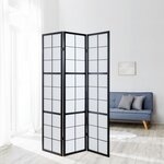 Paravent bois 3 pans noir