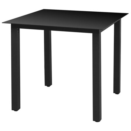 vidaXL Table de jardin Noir 80 x 80 x 74 cm Aluminium et verre