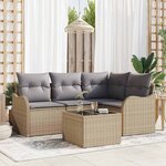 vidaXL Ensemble de canapé de jardin avec coussin 5 Pièces Noir Poly rotin