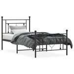 vidaXL Cadre de lit métal sans matelas et pied de lit noir 100x200 cm