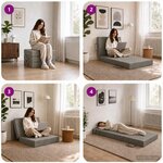 vidaXL Canapé-lit pliable 90 x 63 x 45 cm Gris clair