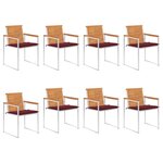vidaXL Chaises de jardin 8 Pièces avec coussins Bois d'acacia solide