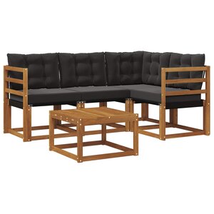vidaXL Ensemble de canapés d'extérieur 5 pc Naturel et Noir