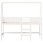 vidaXL Lit superposé et échelle et toit blanc 90x200cm bois pin massif