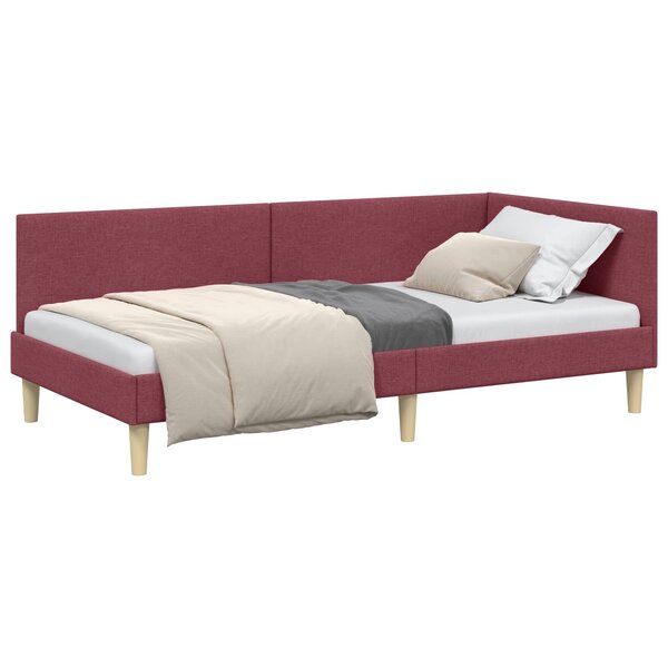 vidaXL Cadre de lit d'angle avec tête de lit Bordeaux 100 cm x 200 cm