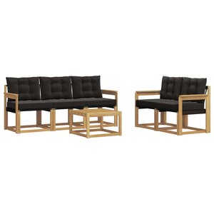 vidaXL Ensemble de canapés d'extérieur 6 pc Blanc et noir