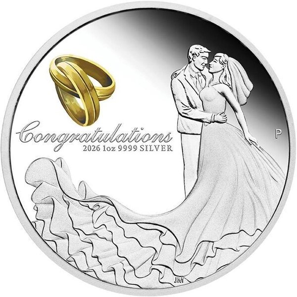 Pièce de monnaie en Argent 1 Dollar g 31.1 (1 oz) Millésime 2025 WEDDING COIN