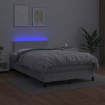 vidaXL Sommier à lattes de lit matelas LED blanc 120x190 cm similicuir