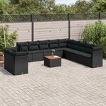 vidaXL Salon de jardin 12 Pièces avec coussins noir résine tressée