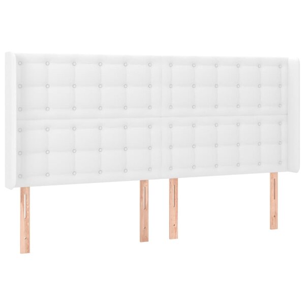 vidaXL Tête de lit avec oreilles Blanc 163x16x118/128 cm Similicuir