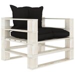 vidaXL Canapé palette de jardin avec coussins noir Bois