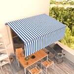 vidaXL Auvent automatique rétractable avec store 4x3 m Bleu et blanc