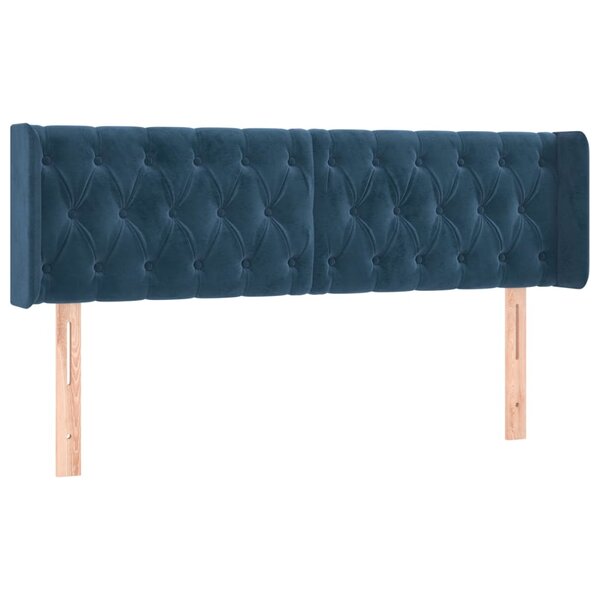 vidaXL Tête de lit avec oreilles Bleu foncé 163x16x78/88 cm Velours