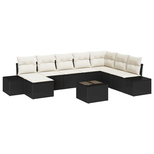 vidaXL Ensemble de canapé de jardin 8 pièces avec coussins en rattan poly marron.