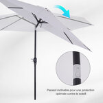 Parasol en métal rond polyester 180g/m² manivelle inclinable Ø 3 x 2 45 m blanc