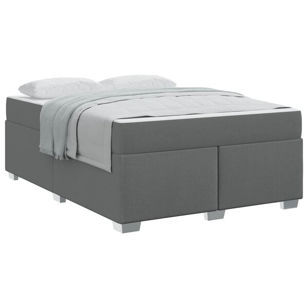 vidaXL Cadre de lit avec matelas Gris foncé 140 x 200 cm tissu