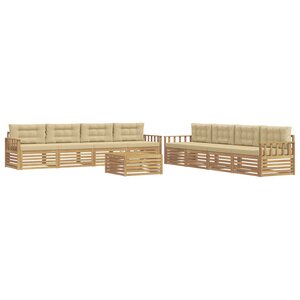 vidaXL Ensemble de canapés d'extérieur 9 Pièces Blanc et Beige Polyester