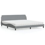 vidaXL Lit avec matelas gris clair 200x200 cm tissu