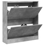 vidaXL Armoire à chaussures gris béton 80x21x87 5 cm bois d'ingénierie