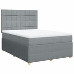 vidaXL Sommier à lattes de lit avec matelas Gris clair 140x200cm Tissu