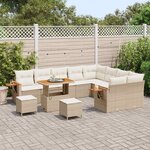 vidaXL Ensemble de canapé de jardin 12 Pièces Beige polyrotin