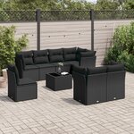 vidaXL Salon de jardin 9 Pièces avec coussins noir résine tressée