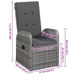 vidaXL Ensemble de salle à manger de jardin de 5 pièces avec coussins Gris Poly Rattan Acacia