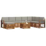 vidaXL Ensemble de canapés d'extérieur 9 Pièces Gris Naturel et Clair