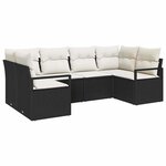 vidaXL Ensemble de canapé de jardin 6 Pièces Noir Poly rotin