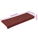 vidaXL Tapis d'escalier 30 pièces 65 x 21 x 4 cm Bordeaux Bordure rectangulaire