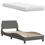 vidaXL Lit avec matelas gris foncé 90x200 cm tissu