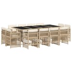 vidaXL Ensemble à manger de jardin et coussins 13 Pièces beige