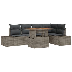 vidaXL Ensemble de canapé de jardin 6 pièces avec coussins gris en poly rotin