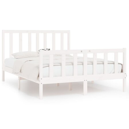 vidaXL Cadre de lit Blanc Bois massif 140x190 cm