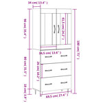 vidaXL Buffet haut Chêne fumé 69 5x34x180 cm Bois d'ingénierie