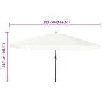Parasol de jardin vidaXL ø395x245 cm Blanc sable