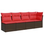 vidaXL Canapé de jardin avec coussins 4 places en résine tressée marron